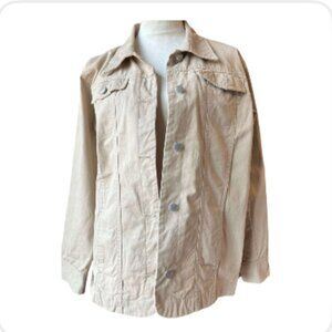Tudor Court Khaki Trucker Jean Jacket - Women's L (654-4)